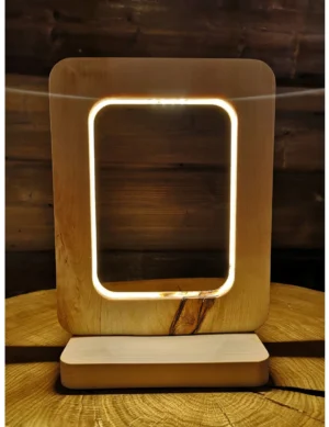 LED linden wood bedside lamp
