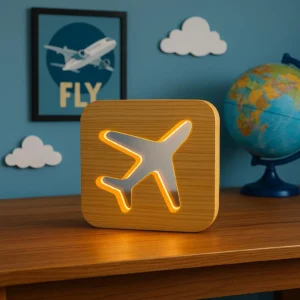 Wooden Aircraft Night Light | USB Decorative Lamp for Home Gift & Nursery, Handmade Lamp, Aircraft lamp