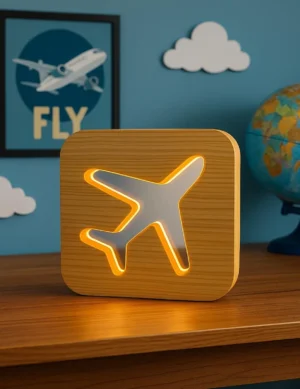 Wooden Aircraft Night Light | USB Decorative Lamp for Home Gift & Nursery, Handmade Lamp, Aircraft lamp