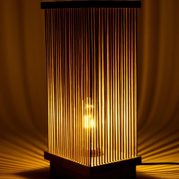 Unique Wood Lamp, Handmade Wood Bedside Lamp, Nightstand lamp, Bedroom Lamp, - Image 2