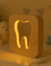 Wooden Tooth Night Light | USB Decorative Lamp for Home Gift & Nursery, Handmade Lamp, tooth gift - Image 3