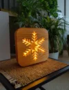 Wooden Snowflake Night Light | USB Decorative Lamp for Home Gift & Nursery, Handmade Lamp, snowflake lamp - Image 4