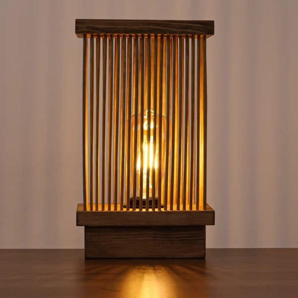 Unique Wood Lamp, Handmade Wood Bedside Lamp, Nightstand lamp, Bedroom Lamp, - Image 5