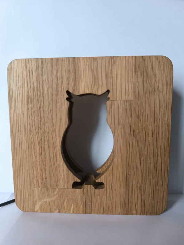 Wooden Night Light, Table Light Decor, Handmade Oak Wood Bedside Light USB Powered, Owl Shape - Image 6