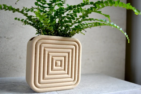 Mid Century Modern "Square Coiled" Wall Planter Natural Wood Finish - Image 8