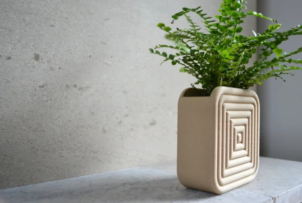 Mid Century Modern "Square Coiled" Wall Planter Natural Wood Finish - Image 6