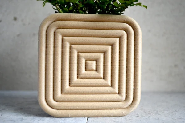 Mid Century Modern "Square Coiled" Wall Planter Natural Wood Finish - Image 4