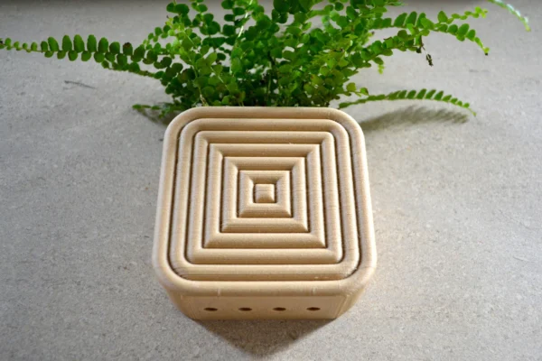 Mid Century Modern "Square Coiled" Wall Planter Natural Wood Finish - Image 3