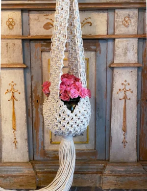 Large Chunky Vintage Inspired Macrame Plant Hanger, Wedding Decoration, Boho, Basket Bottom Hanger, Unique Floral