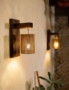 Wall wood sconce light set 2 pcs, wall lamp set, wood wall lights, wall wood sconce for reading, wooden lamp, bamboo lampshade