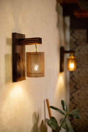Wall wood sconce light set 2 pcs, wall lamp set, wood wall lights, wall wood sconce for reading, wooden lamp, bamboo lampshade
