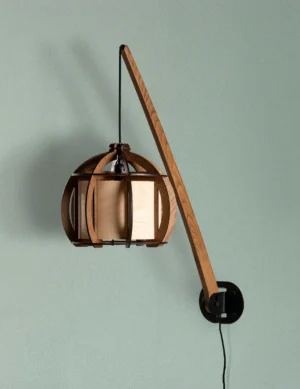 Wooden wall lamp, Wood Sconce, Mid Century Modern, Wood veneer lamp, Handcraft wood light, Unique character lighting, Rod Wall Lamp