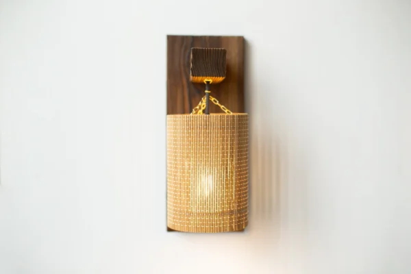 Wall wood sconce light set 2 pcs, wall lamp set, wood wall lights, wall wood sconce for reading, wooden lamp, bamboo lampshade - Image 5