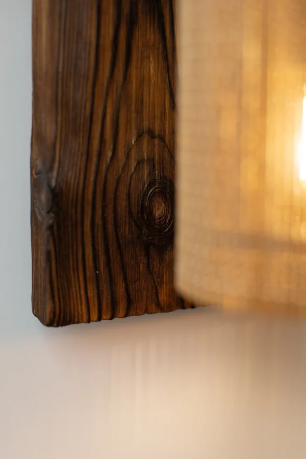 Wall wood sconce light set 2 pcs, wall lamp set, wood wall lights, wall wood sconce for reading, wooden lamp, bamboo lampshade - Image 8