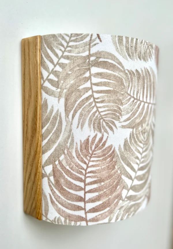Solid Oak Wall Lamp – Handmade Sconce with Leaf Pattern Shade – Rustic & Nature-Inspired Lighting for Cozy and Stylish Home Decor - Image 4