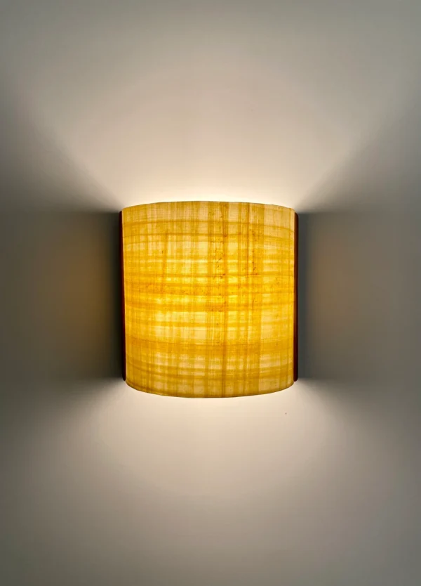 Semicircular wall lamp. Natural and solid American oak and authentic Egyptian papyrus. Oak Wall lamp . Wooden wall lamp. Oak lamp. sconce