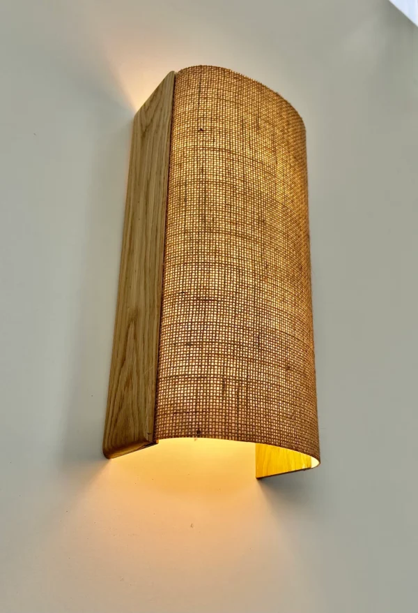 Wood and fabric wall lamp. Oak wall lamp. Wooden wall lamp. Wall lights. Ecological material. Ecological shipping. Sconce lamp. wood lamp - Image 2