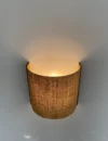 Elegant Wall Lamp – Semi-Circular Solid Oak Base and Rattan Fabric Shade – Rustic Wall Sconce for Cozy, Warm & Stylish Home Lighting. - Image 2