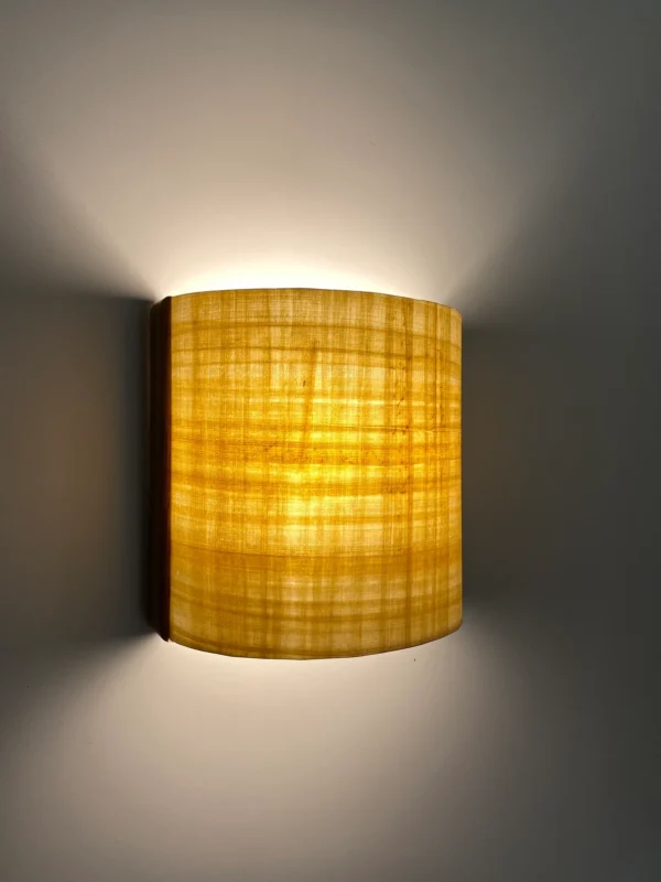 Semicircular wall lamp. Natural and solid American oak and authentic Egyptian papyrus. Oak Wall lamp . Wooden wall lamp. Oak lamp. sconce - Image 3
