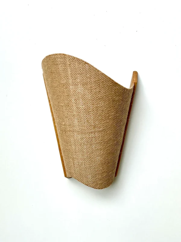 Rustic Oak Wall Lamp – Handmade Sconce with Wavy Semi-Conical Raffia Shade – Boho & Natural Lighting for Cozy Home Decor. wall light - Image 3