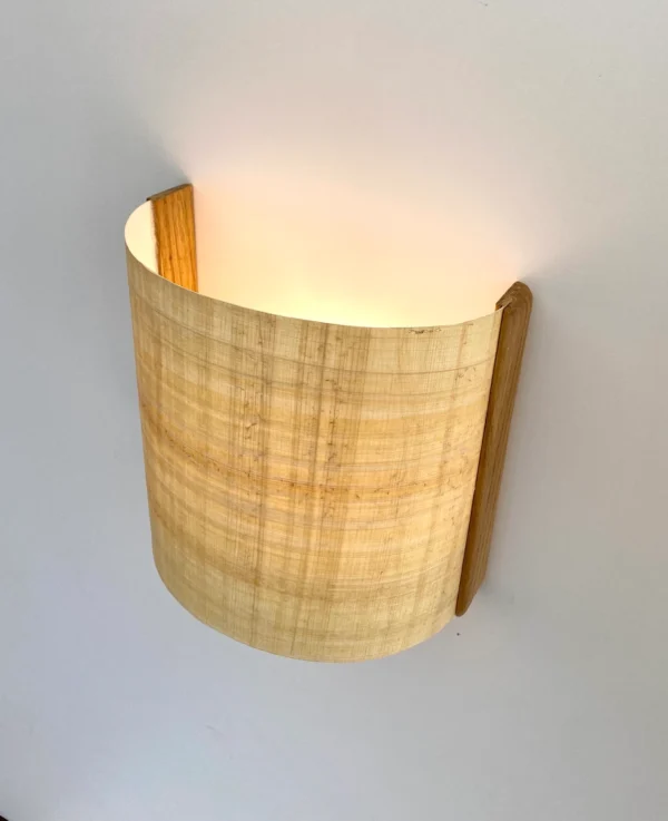 Semicircular wall lamp. Natural and solid American oak and authentic Egyptian papyrus. Oak Wall lamp . Wooden wall lamp. Oak lamp. sconce - Image 4