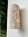Solid Oak Wall Lamp – Handmade Sconce with Leaf Pattern Shade – Rustic & Nature-Inspired Lighting for Cozy and Stylish Home Decor - Image 4