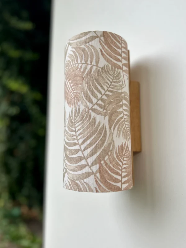 Solid Oak Wall Lamp – Handmade Sconce with Leaf Pattern Shade – Rustic & Nature-Inspired Lighting for Cozy and Stylish Home Decor - Image 4