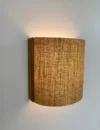 Elegant Wall Lamp – Semi-Circular Solid Oak Base and Rattan Fabric Shade – Rustic Wall Sconce for Cozy, Warm & Stylish Home Lighting. - Image 5