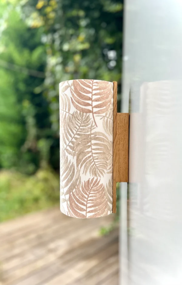 Solid Oak Wall Lamp – Handmade Sconce with Leaf Pattern Shade – Rustic & Nature-Inspired Lighting for Cozy and Stylish Home Decor - Image 5