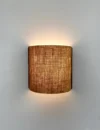 Elegant Wall Lamp – Semi-Circular Solid Oak Base and Rattan Fabric Shade – Rustic Wall Sconce for Cozy, Warm & Stylish Home Lighting. - Image 6