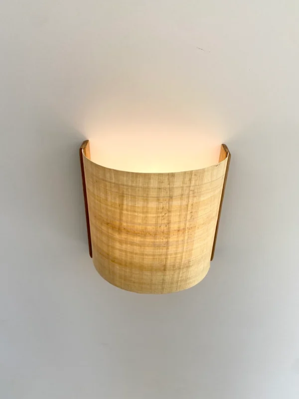 Semicircular wall lamp. Natural and solid American oak and authentic Egyptian papyrus. Oak Wall lamp . Wooden wall lamp. Oak lamp. sconce - Image 6