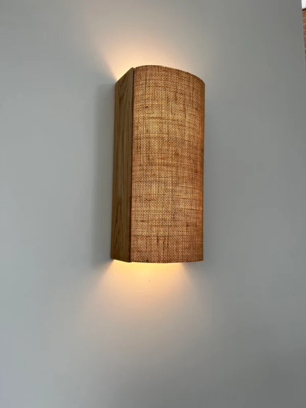 Wood and fabric wall lamp. Oak wall lamp. Wooden wall lamp. Wall lights. Ecological material. Ecological shipping. Sconce lamp. wood lamp - Image 7