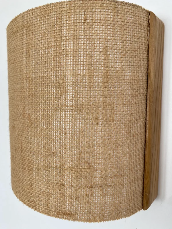 Elegant Wall Lamp – Semi-Circular Solid Oak Base and Rattan Fabric Shade – Rustic Wall Sconce for Cozy, Warm & Stylish Home Lighting. - Image 7