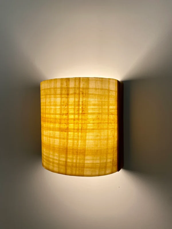 Semicircular wall lamp. Natural and solid American oak and authentic Egyptian papyrus. Oak Wall lamp . Wooden wall lamp. Oak lamp. sconce - Image 7