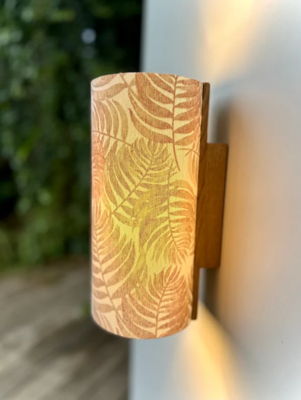Solid Oak Wall Lamp – Handmade Sconce with Leaf Pattern Shade – Rustic & Nature-Inspired Lighting for Cozy and Stylish Home Decor - Image 7