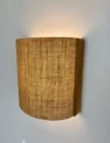Elegant Wall Lamp – Semi-Circular Solid Oak Base and Rattan Fabric Shade – Rustic Wall Sconce for Cozy, Warm & Stylish Home Lighting. - Image 8