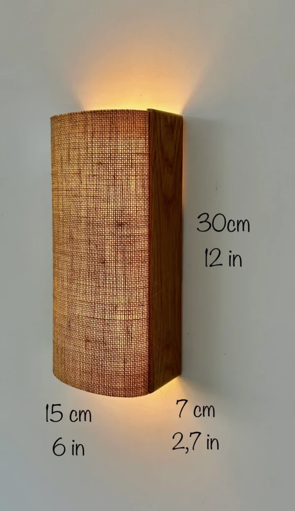 Wood and fabric wall lamp. Oak wall lamp. Wooden wall lamp. Wall lights. Ecological material. Ecological shipping. Sconce lamp. wood lamp - Image 10