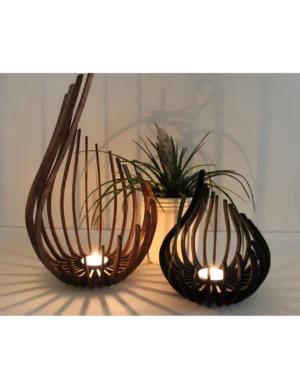 Handmade Wooden Tealight Holder – Natural Wood Decor by Krafted Kingdom