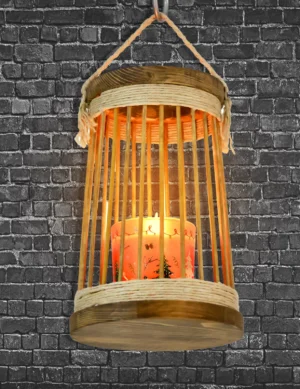 Hanging Wooden Candle Holder – Handcrafted Wooden Decor by Krafted Kingdom