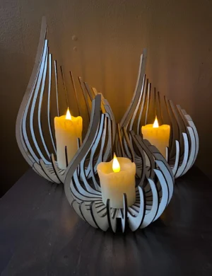 Handcrafted Wooden Tealight Set – Rustic Candle Holder Centerpiece by Krafted Kingdom