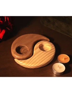 Handcrafted Harmony Wooden Candle Holder By Krafted Kingdom