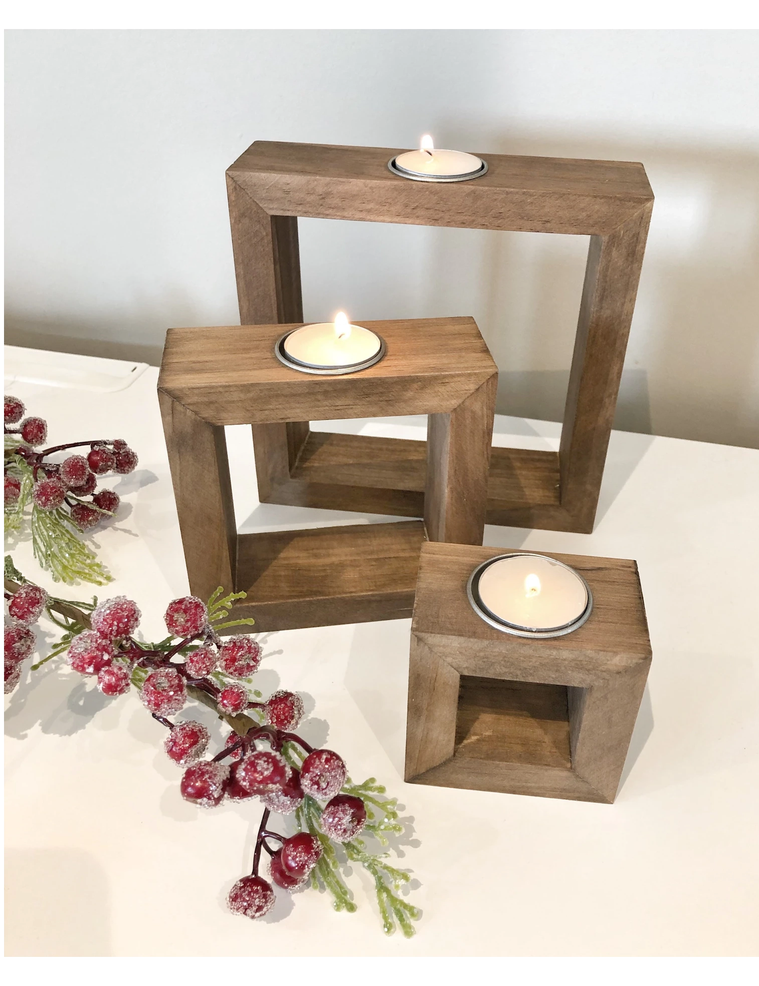 Handcrafted Wooden Candle Holder Set – Rustic Table Decor by Krafted Kingdom - Image 6