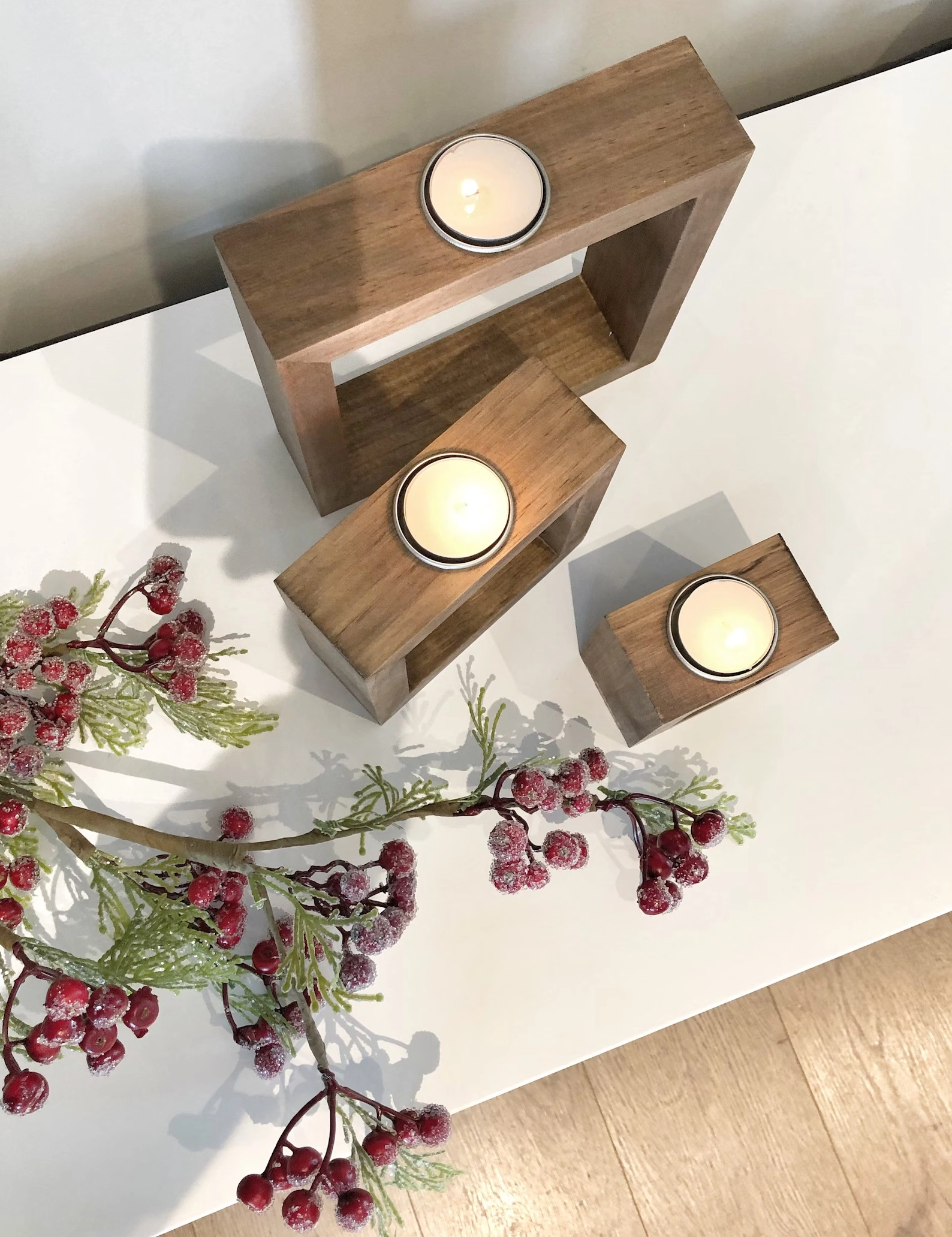 Handcrafted Wooden Candle Holder Set – Rustic Table Decor by Krafted Kingdom - Image 5