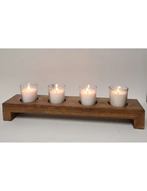 Modern Wooden Votive Candle Holder – Handmade Table Centerpiece by Krafted Kingdom