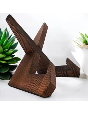 Handmade Wooden Book Stand – Foldable Rustic X-Shape Holder by Krafted Kingdom