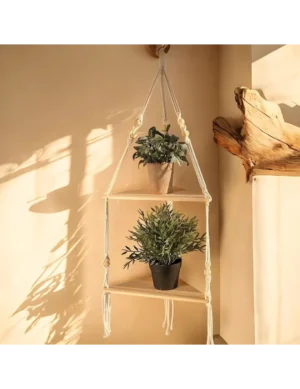 Handmade Boho Wooden Triangle Corner Shelf by Krafted Kingdom