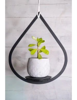 PR SR 14, Handmade Matte Black Tear Drop Plant Hanger with Saucer – Krafted Kingdom