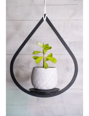 PR SR 14, Handmade Matte Black Tear Drop Plant Hanger with Saucer – Krafted Kingdom
