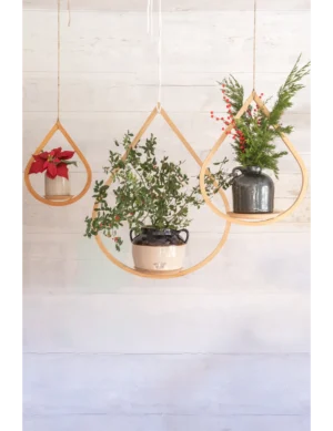 PR SR 20, Handmade Wooden Teardrop Hanger Bundle – Set of 3 Plant Holders by Krafted Kingdom