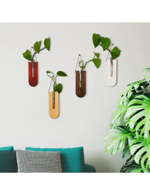 PR SR 23, Handmade Wooden Wall Planter with Propagation Tubes – Indoor Decor by Krafted Kingdom